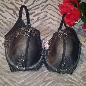 Dkny Lace Pink & Black Bra Size 34DDD